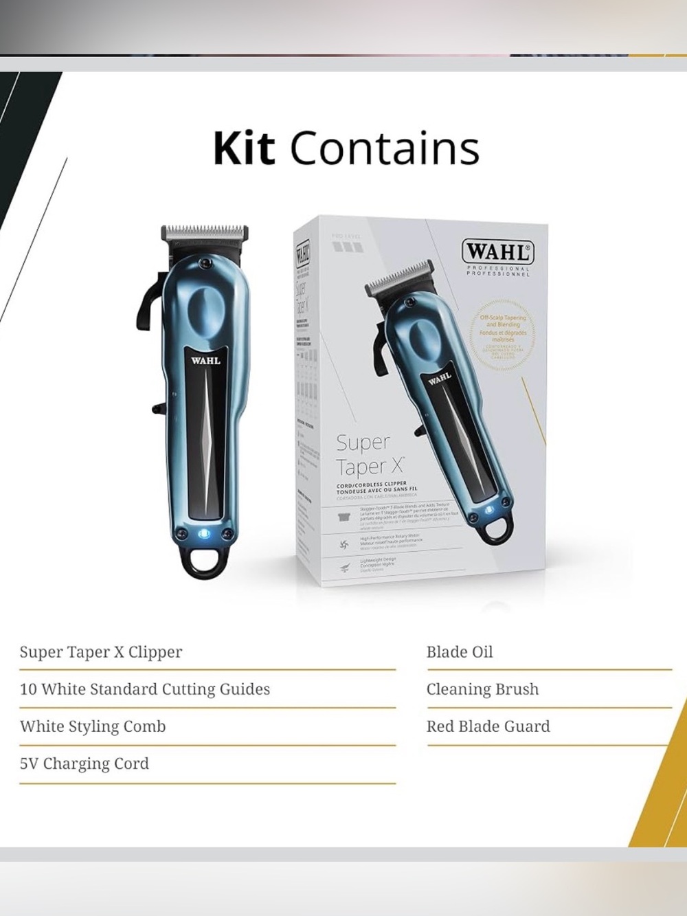 Brand New! Pro Level Wahl Super Taper X Cordless Clipper in Metallic Blue - Picture 3 of 10